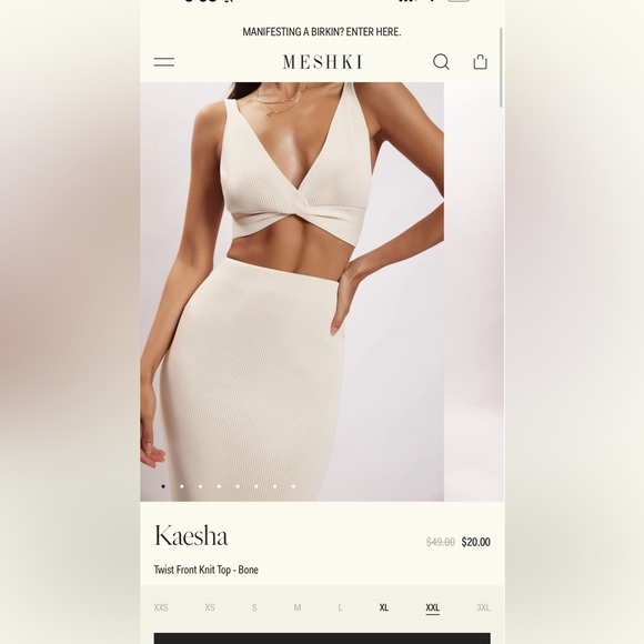 Kaesha Twist Front Knit Top - Bone size XS - Picture 4 of 7